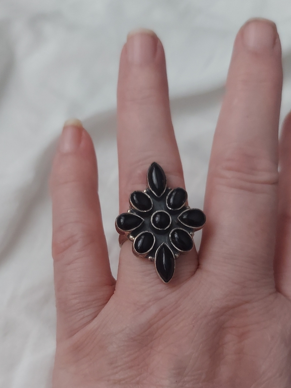 Black Floral Cluster Ring - Women Jewelry